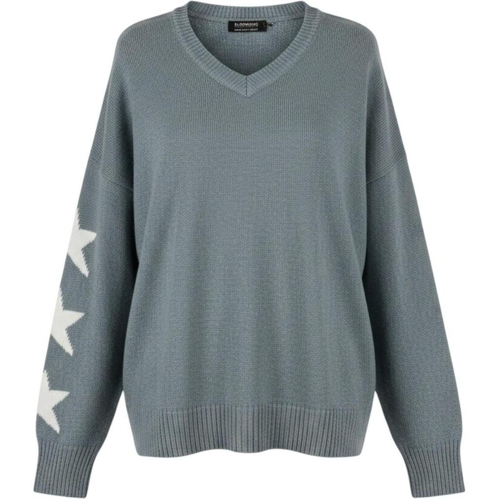 BloomChic Sage Green Star Sleeve V-Neck Oversized Knit Sweater NWT Womens‎ 18-20